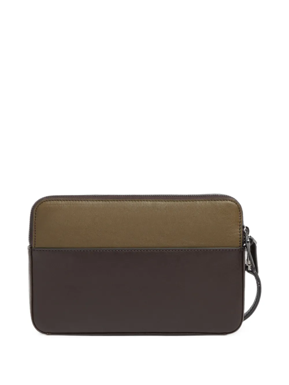PIQUADRO two-tone leather clutch bag Bruin