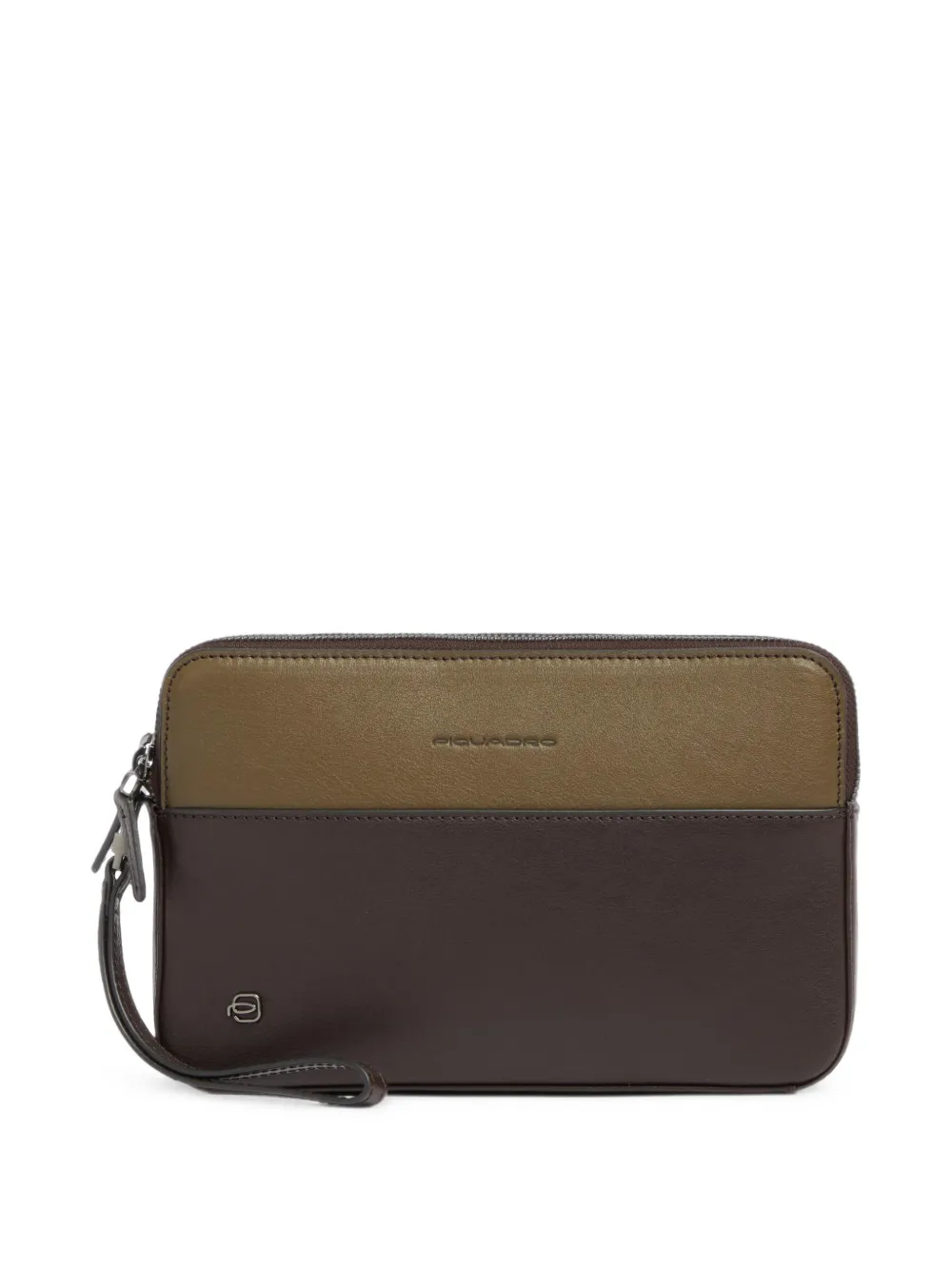 PIQUADRO two-tone leather clutch bag Bruin