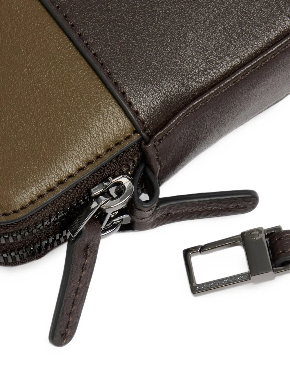 PIQUADRO two-tone leather clutch bag Bruin