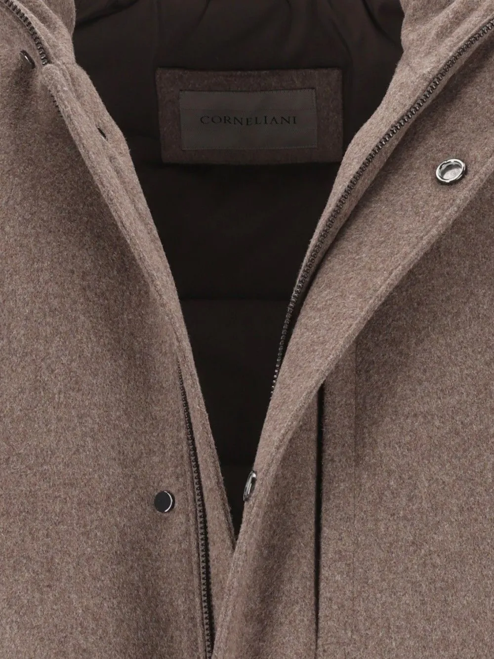 Corneliani Jas met enkele rij knopen en hoge hals Beige
