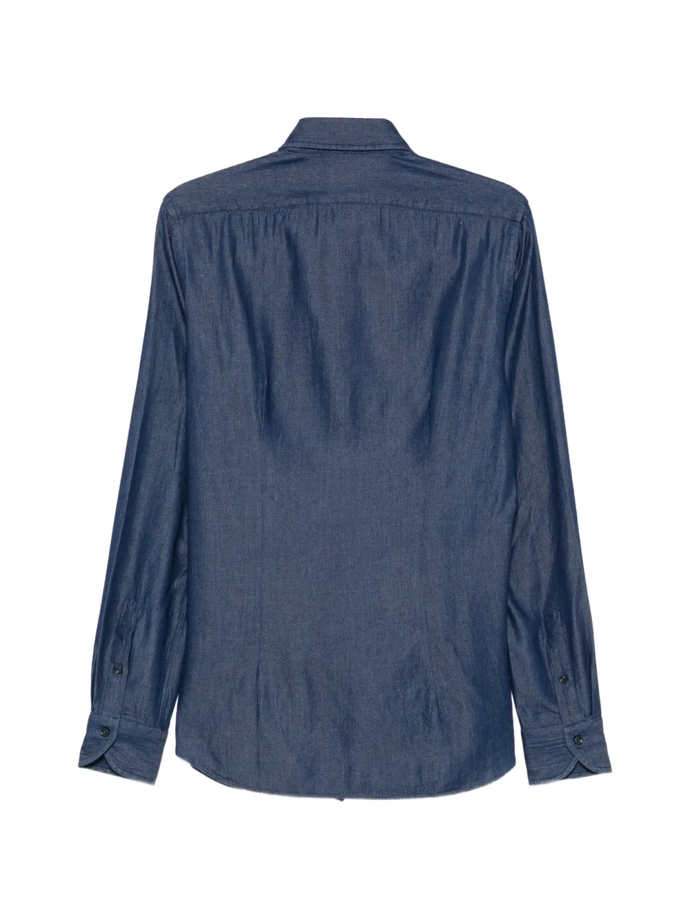 Xacus spread-collar denim shirt Blauw