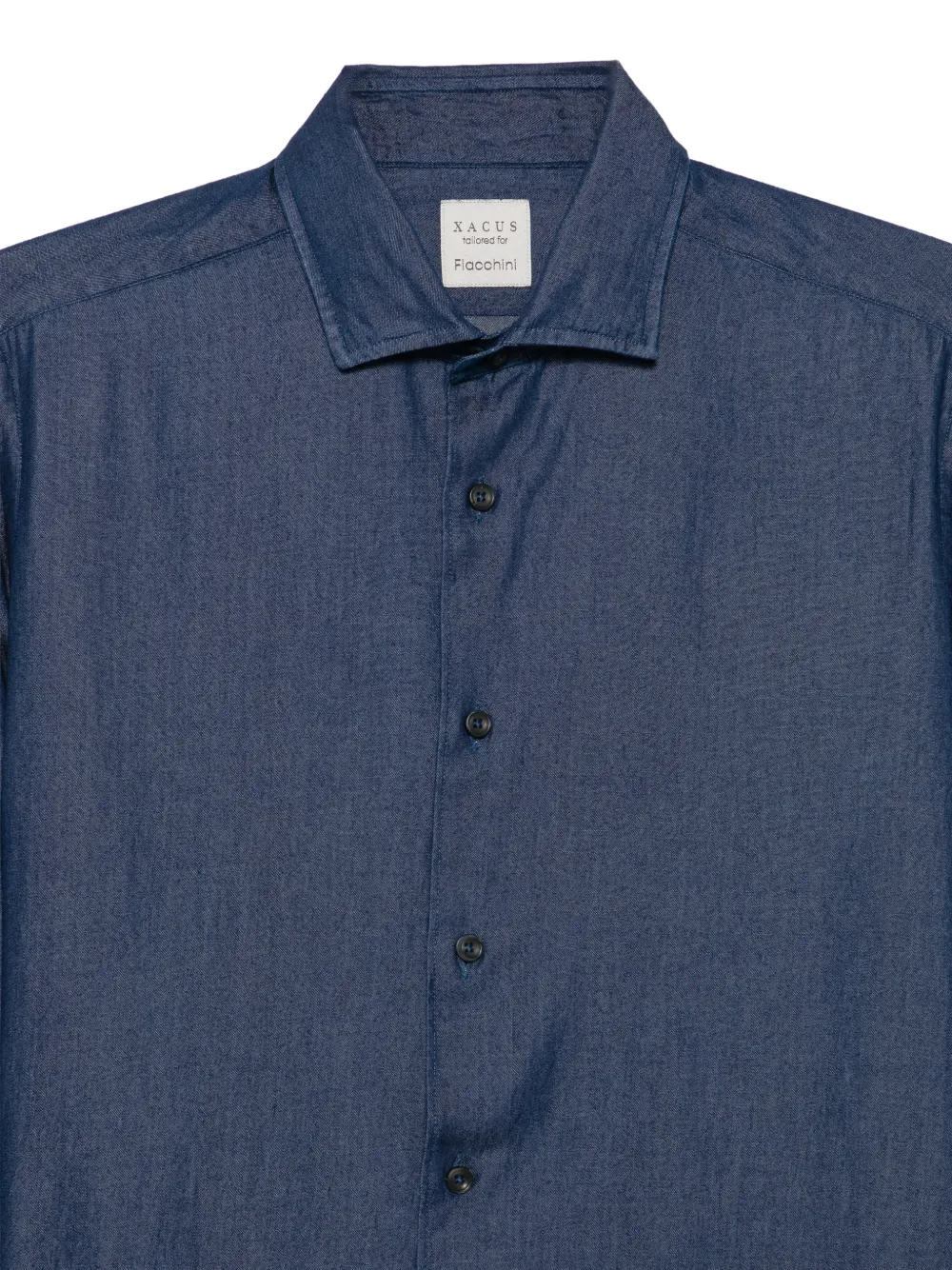 Xacus spread-collar denim shirt Blauw
