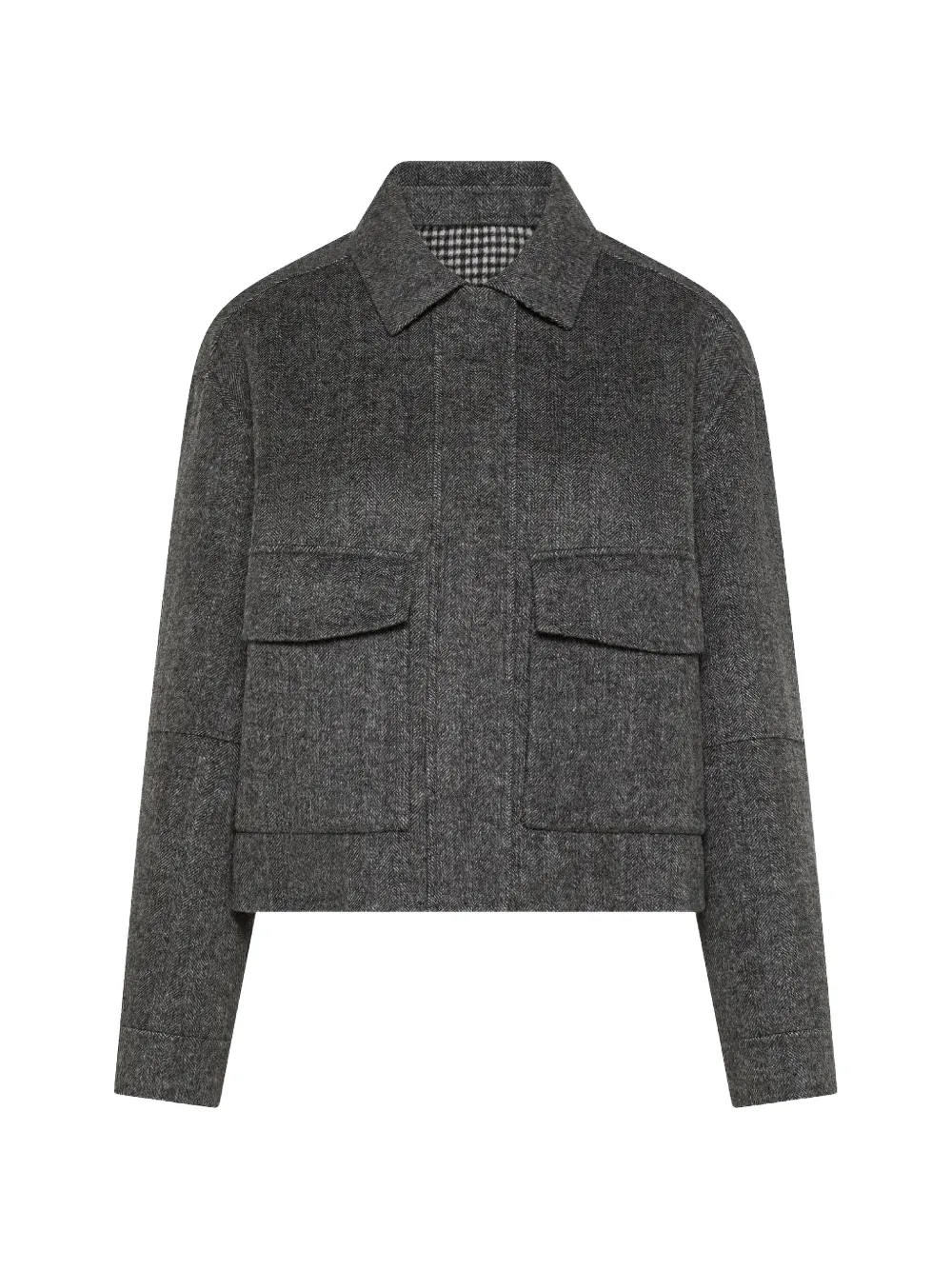 Seventy herringbone-weave flap-pocket jacket Grijs