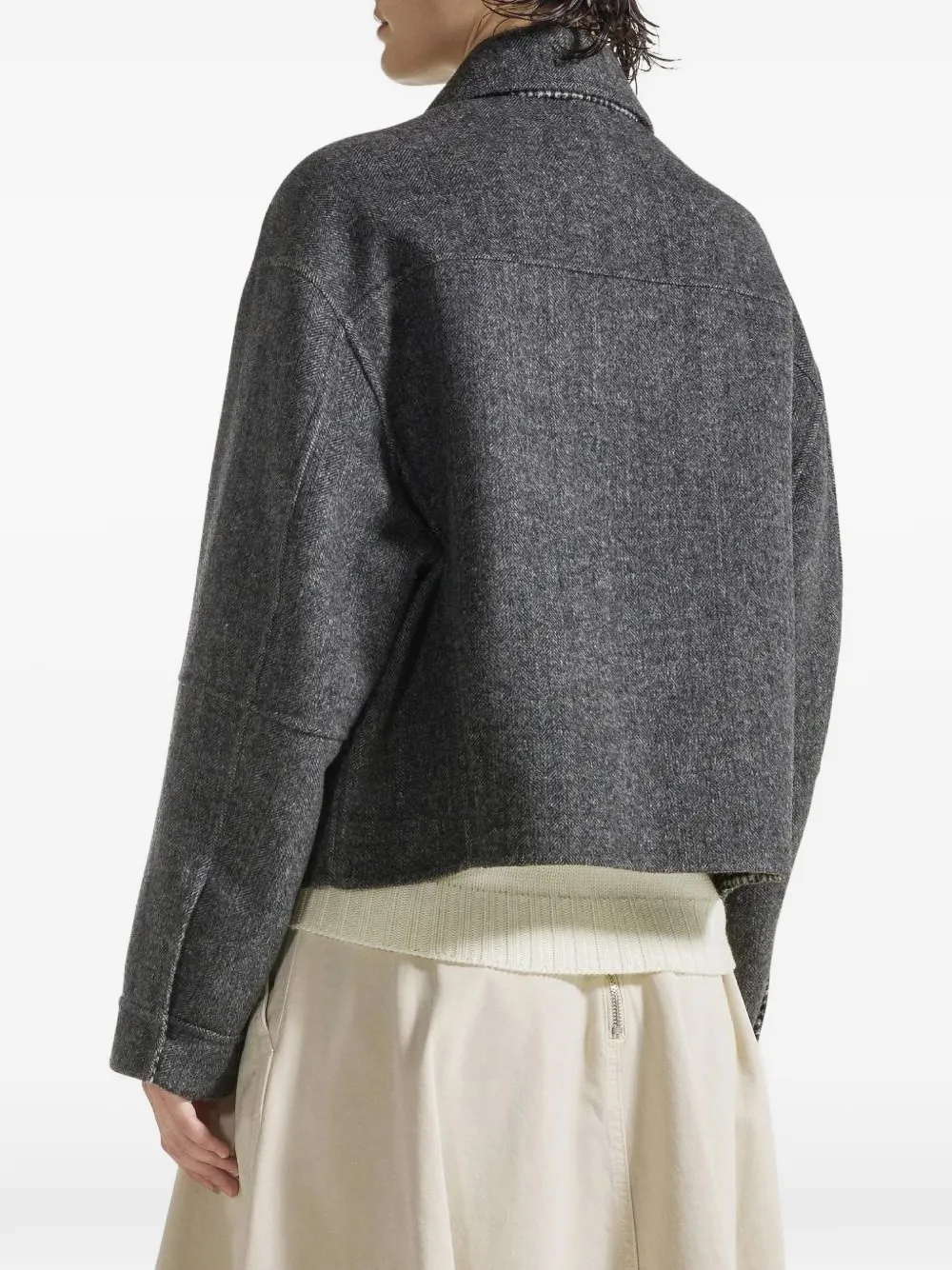 Seventy herringbone-weave flap-pocket jacket Grijs