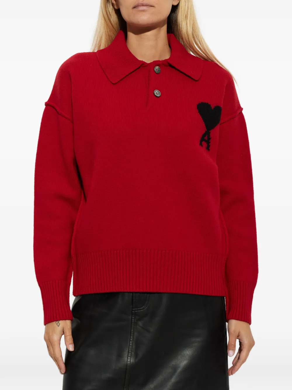 AMI Paris Ami de Coeur polotrui met lange mouwen Rood