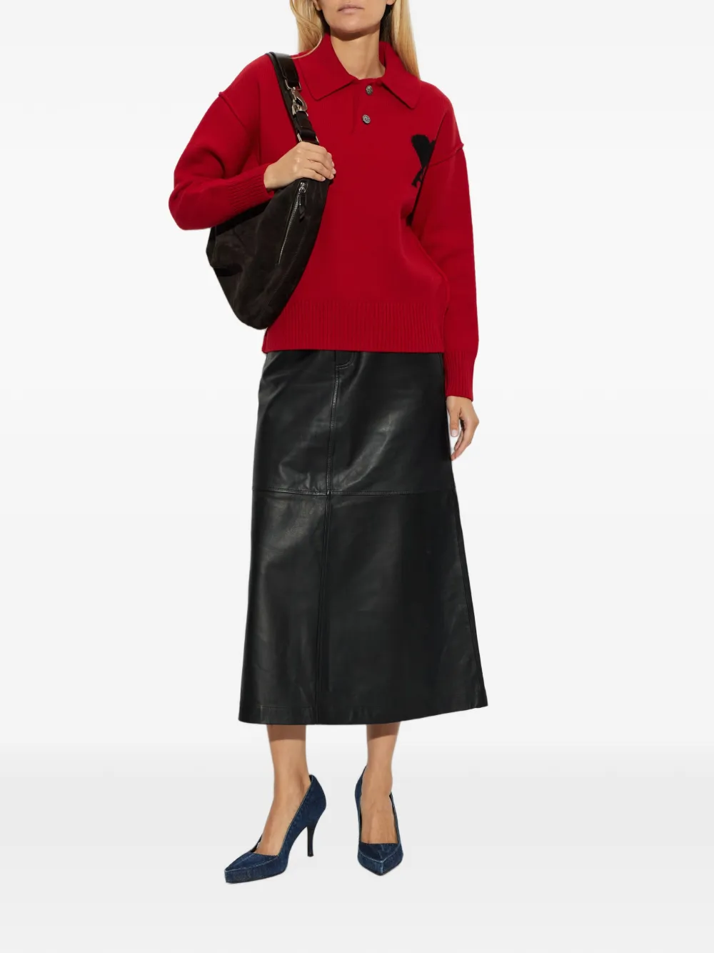 AMI Paris Ami de Coeur polotrui met lange mouwen Rood