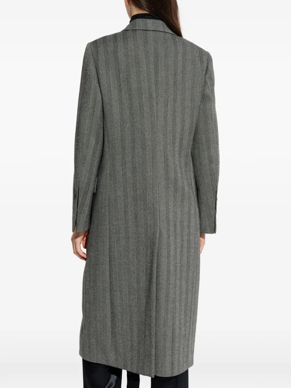 Ferragamo herringbone double-breasted coat Grijs