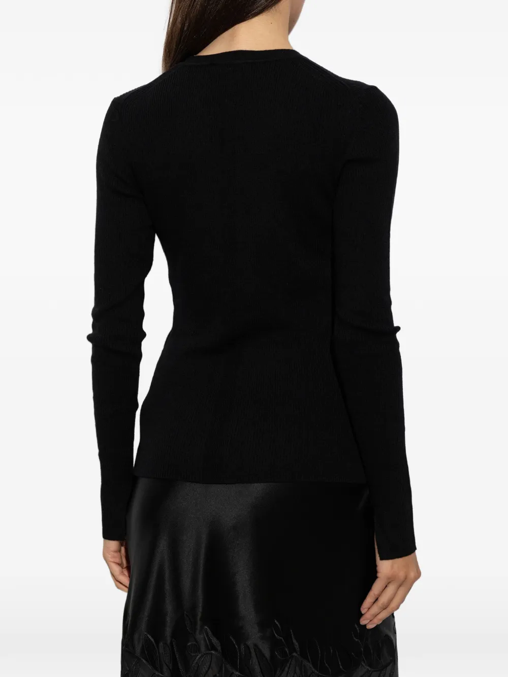 By Malene Birger Mariella ribgebreide top Zwart