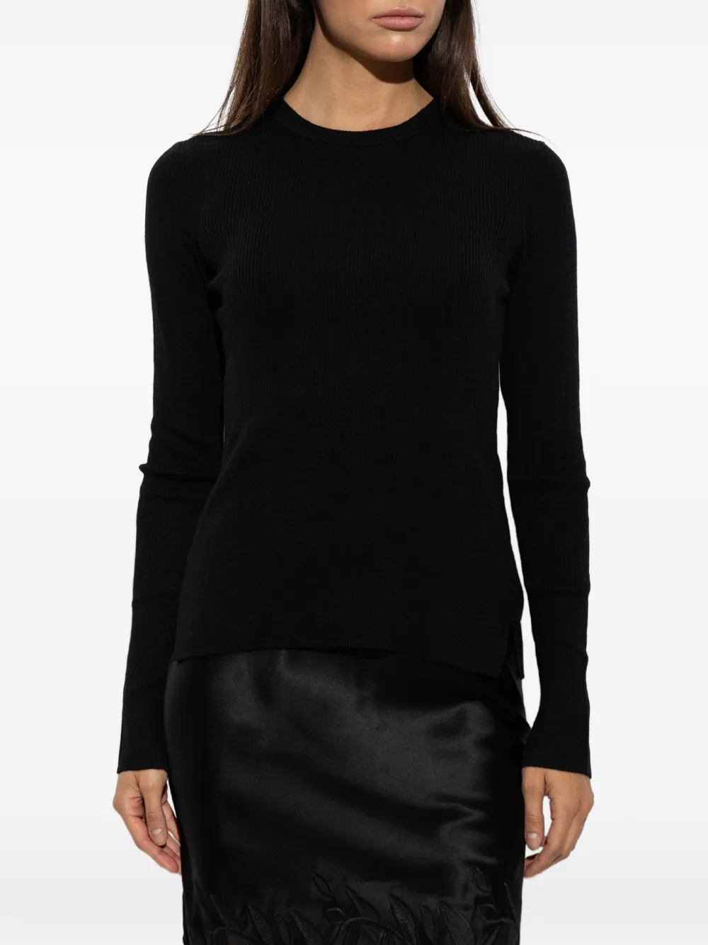 By Malene Birger Mariella ribgebreide top Zwart