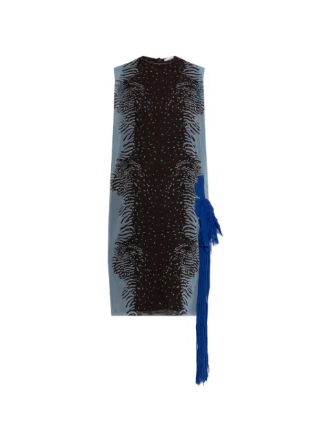 Ferragamo vestido midi de seda con fleco