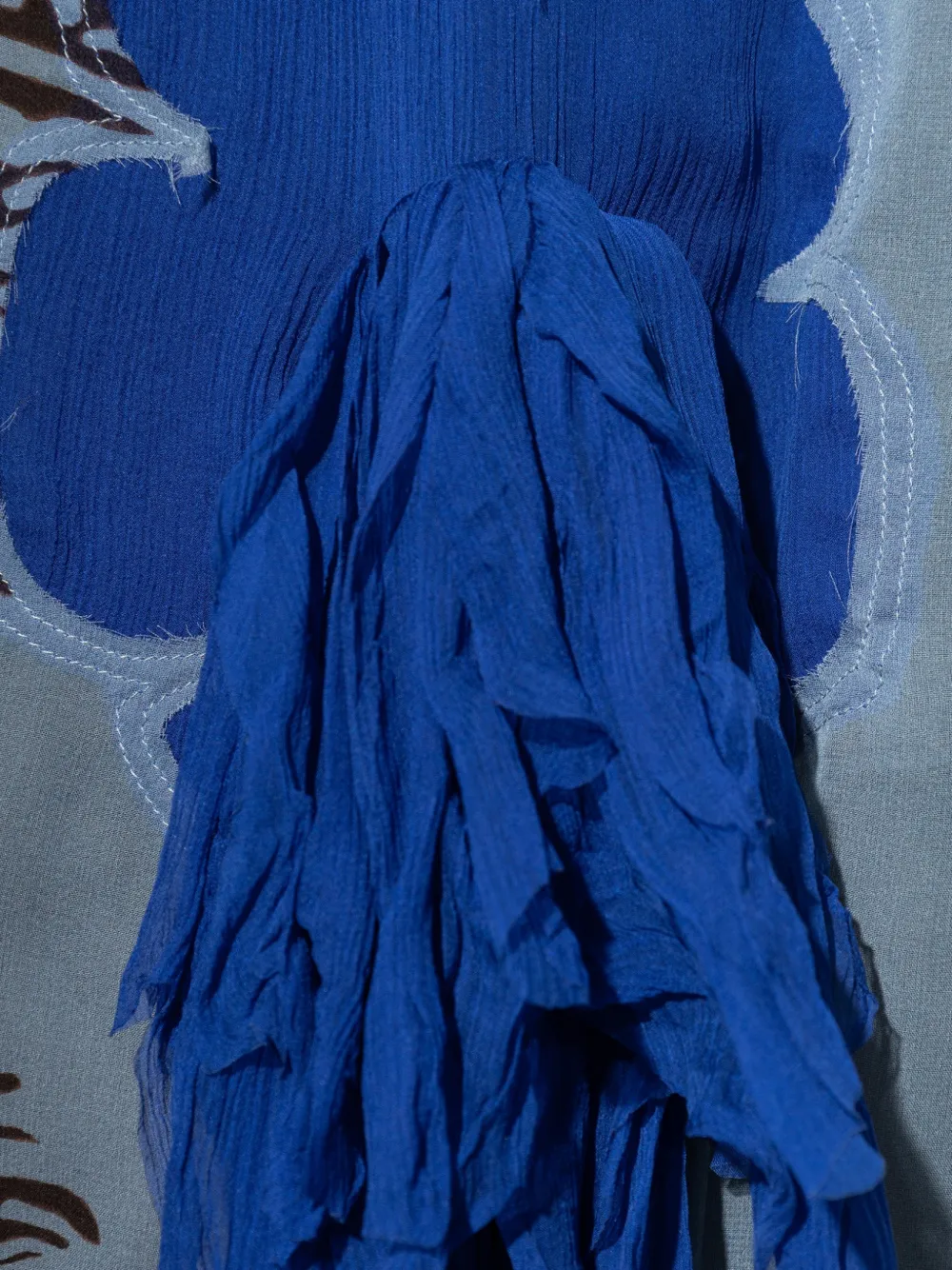 Ferragamo fringe-detail silk midi dress Blauw