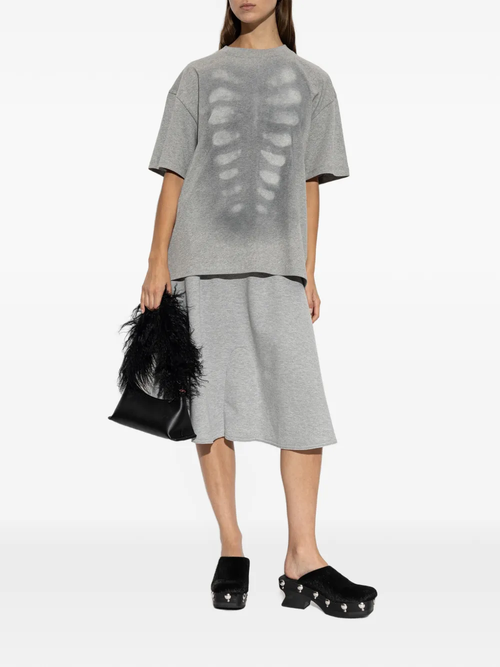 AVAVAV Oversized T-shirt met skelet-print Grijs
