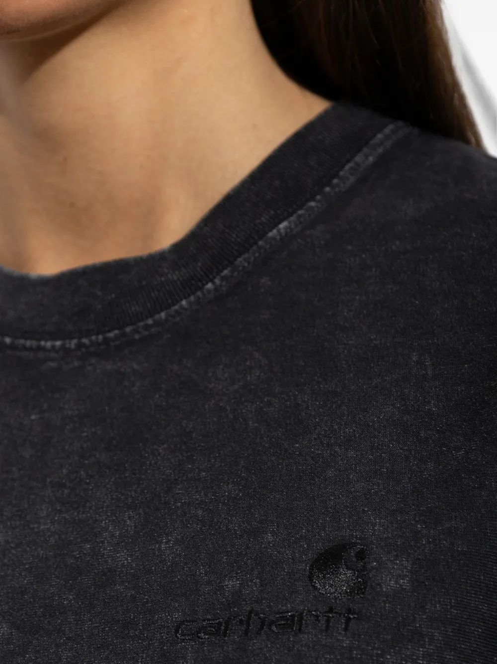 Carhartt WIP S S Lambert T-shirt met geborduurd logo en zuurgewassen afwerking Zwart