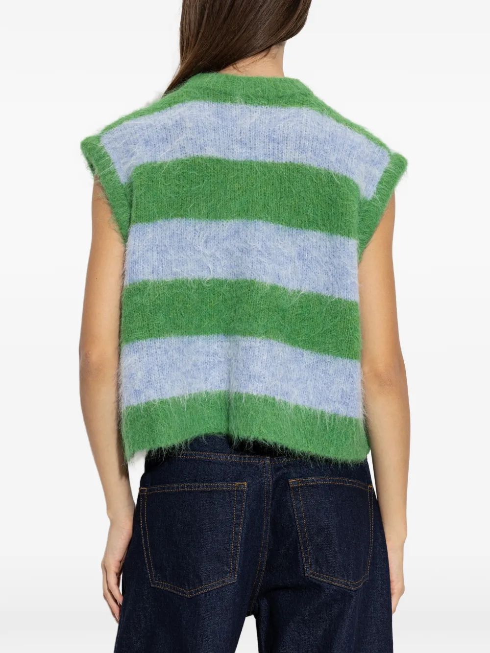 American Vintage Niby gestreepte gebreide top Groen