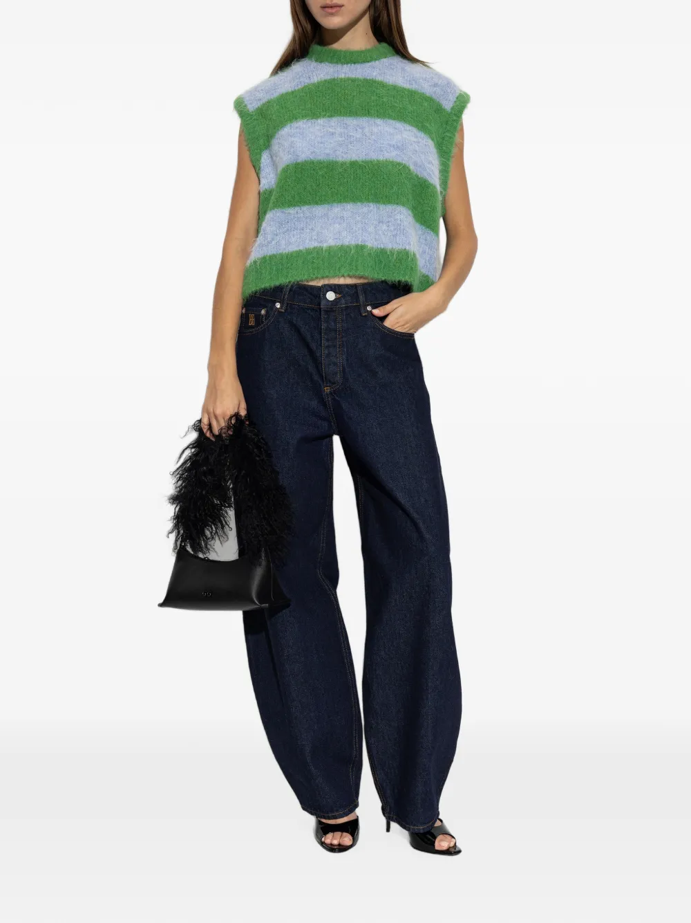 American Vintage Niby gestreepte gebreide top Groen