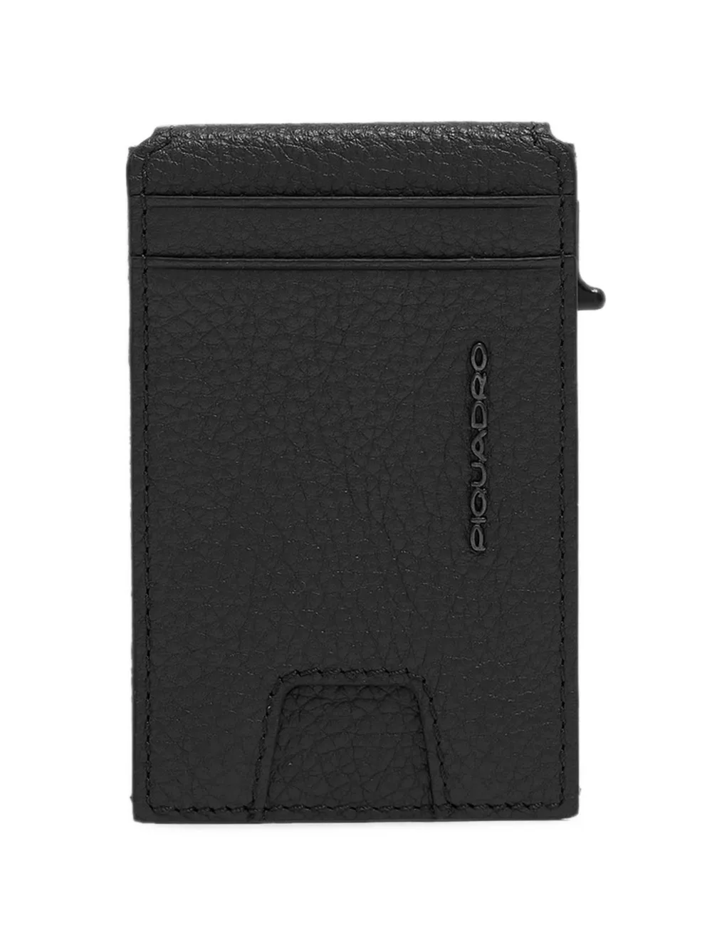PIQUADRO logo-engraved grained-leather cardholder - Nero