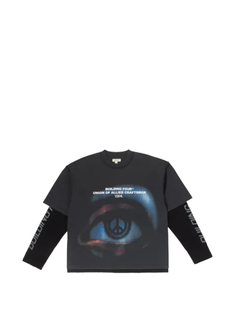 BLDG4 graphic-print layered-sleeve T-shirt
