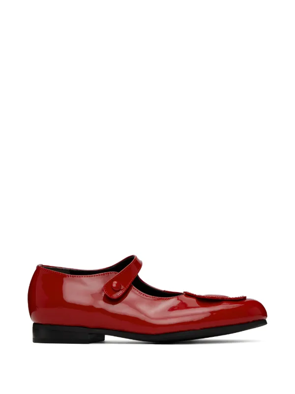 Comme des Garçons Mary Jane Patent-leather Floral-patch Ballet Flats in Red