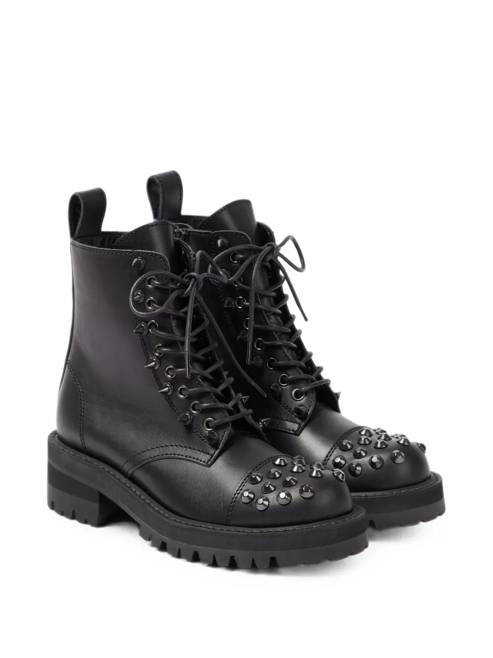 Junya Watanabe spike-embellished leather combat boots - Noir