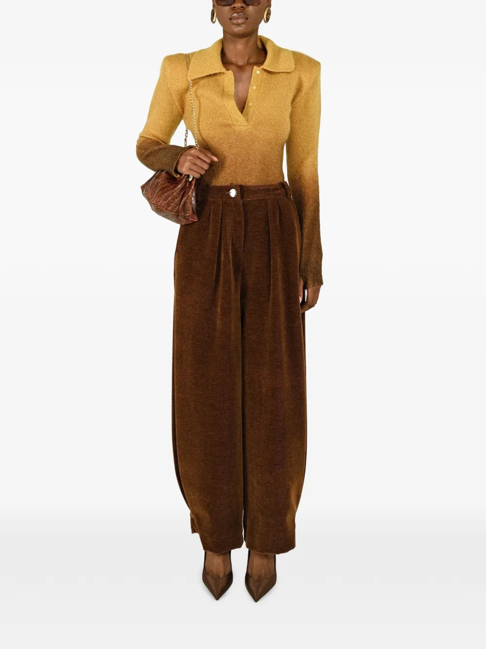 Rowen Rose degradé-effect polo sweater