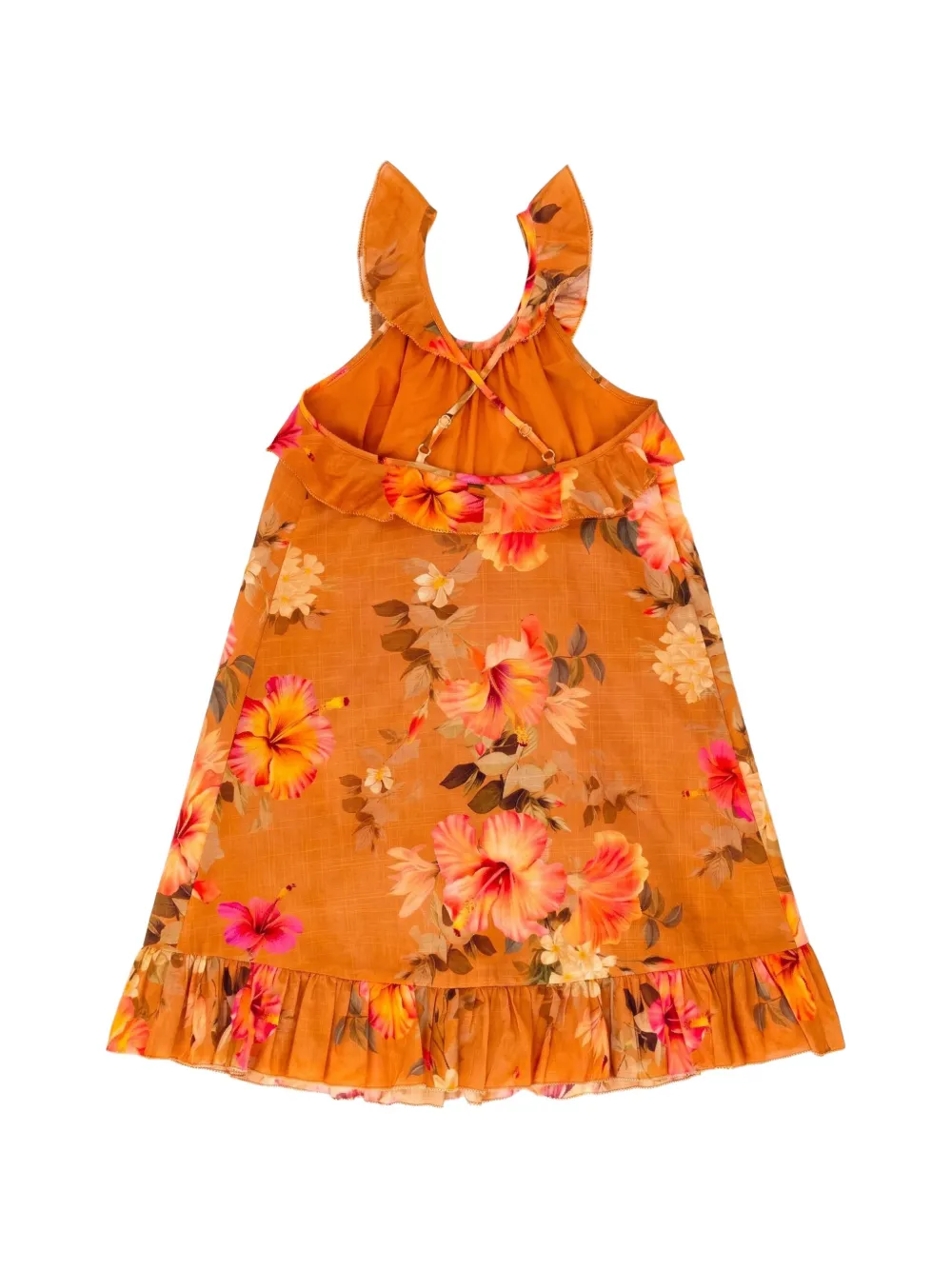 ZIMMERMANN Kids Mahon ruffled floral-print mini dress Oranje
