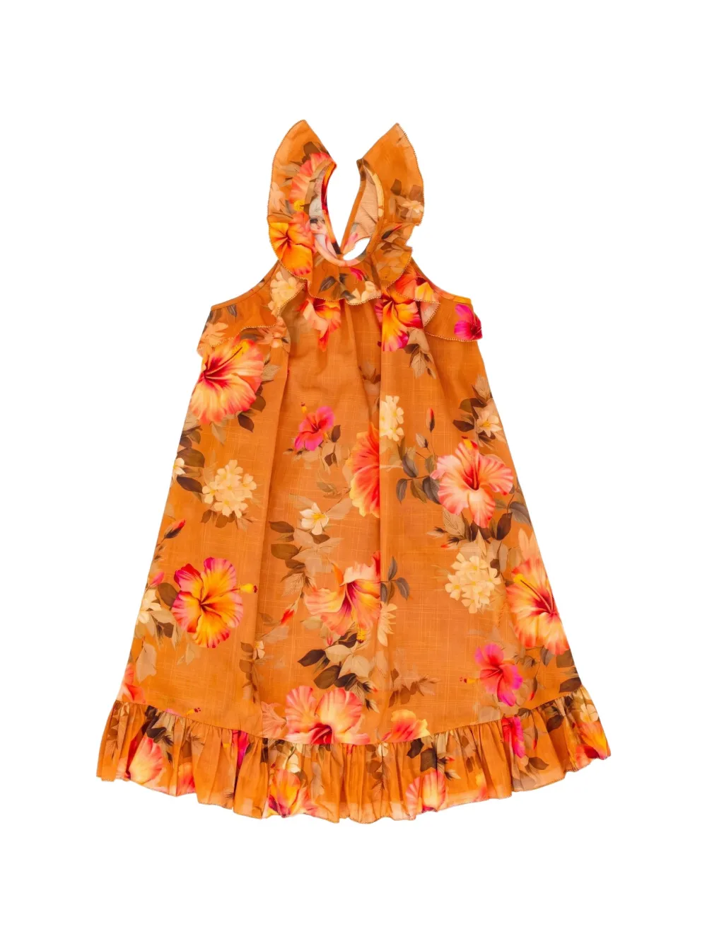 ZIMMER N Kids Mahon ruffled floral-print mini dress Oranje