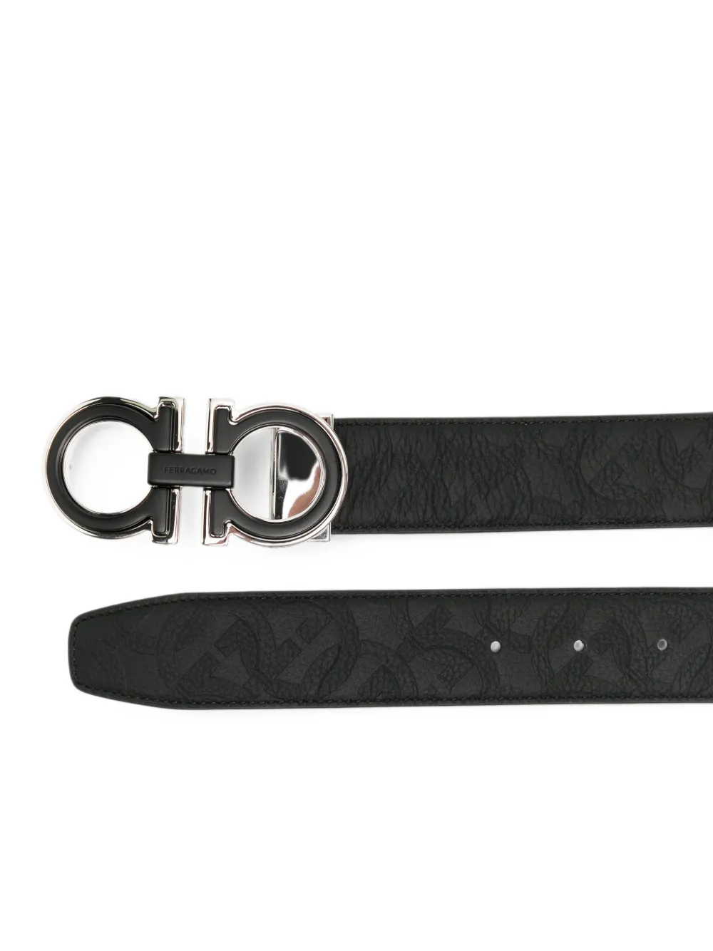 Ferragamo Gancini riem met monogram-reliëf Zwart
