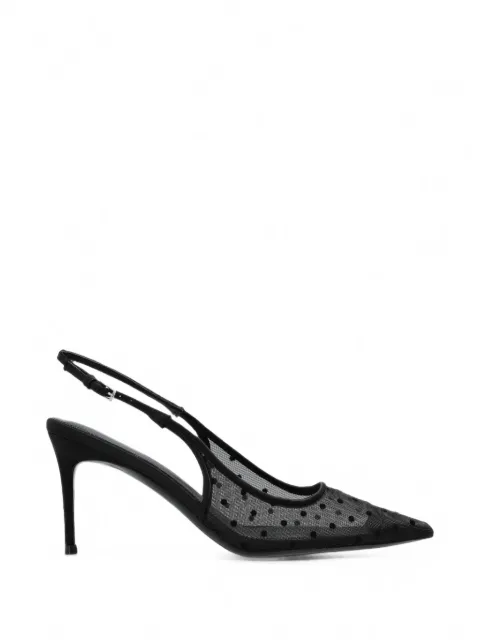 BLACK SUEDE STUDIO Marina polka-dot mesh slingback pumps