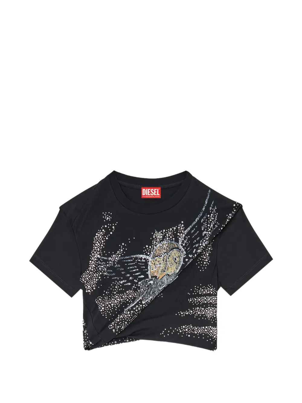 Diesel rucked-up T-shirt in double-layer jersey