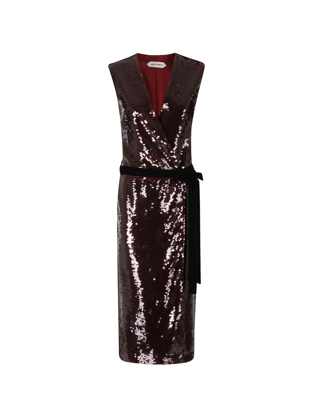 Alberta Ferretti sequin-embellished belted midi dress Rood