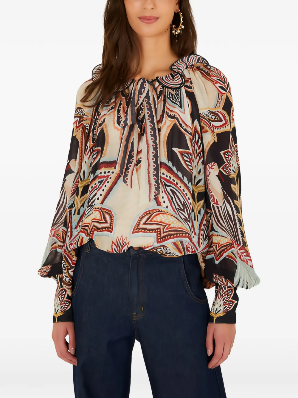 FARM Rio Tapestry Dream ruffled blouse