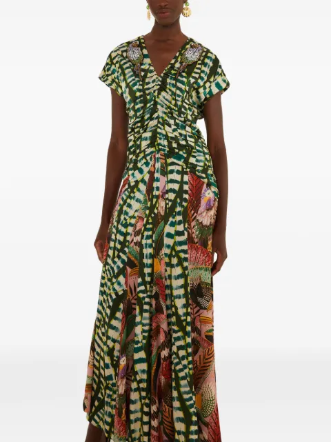 FARM Rio bead-embellished ruched midi dress