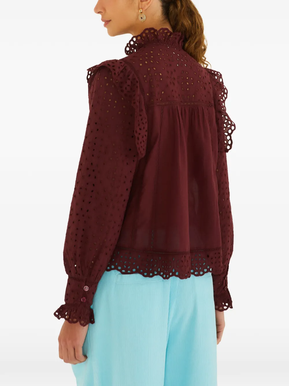 FARM Rio Broderie anglaise shirt met ruches Rood