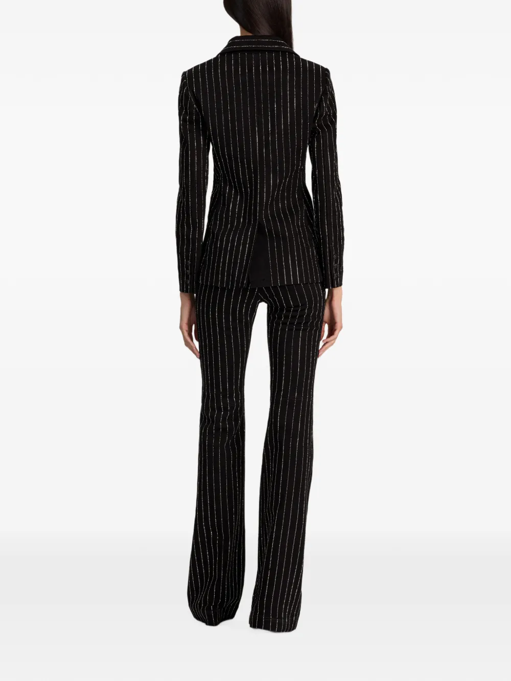 alice + olivia Macey crystal-embellished denim blazer Zwart