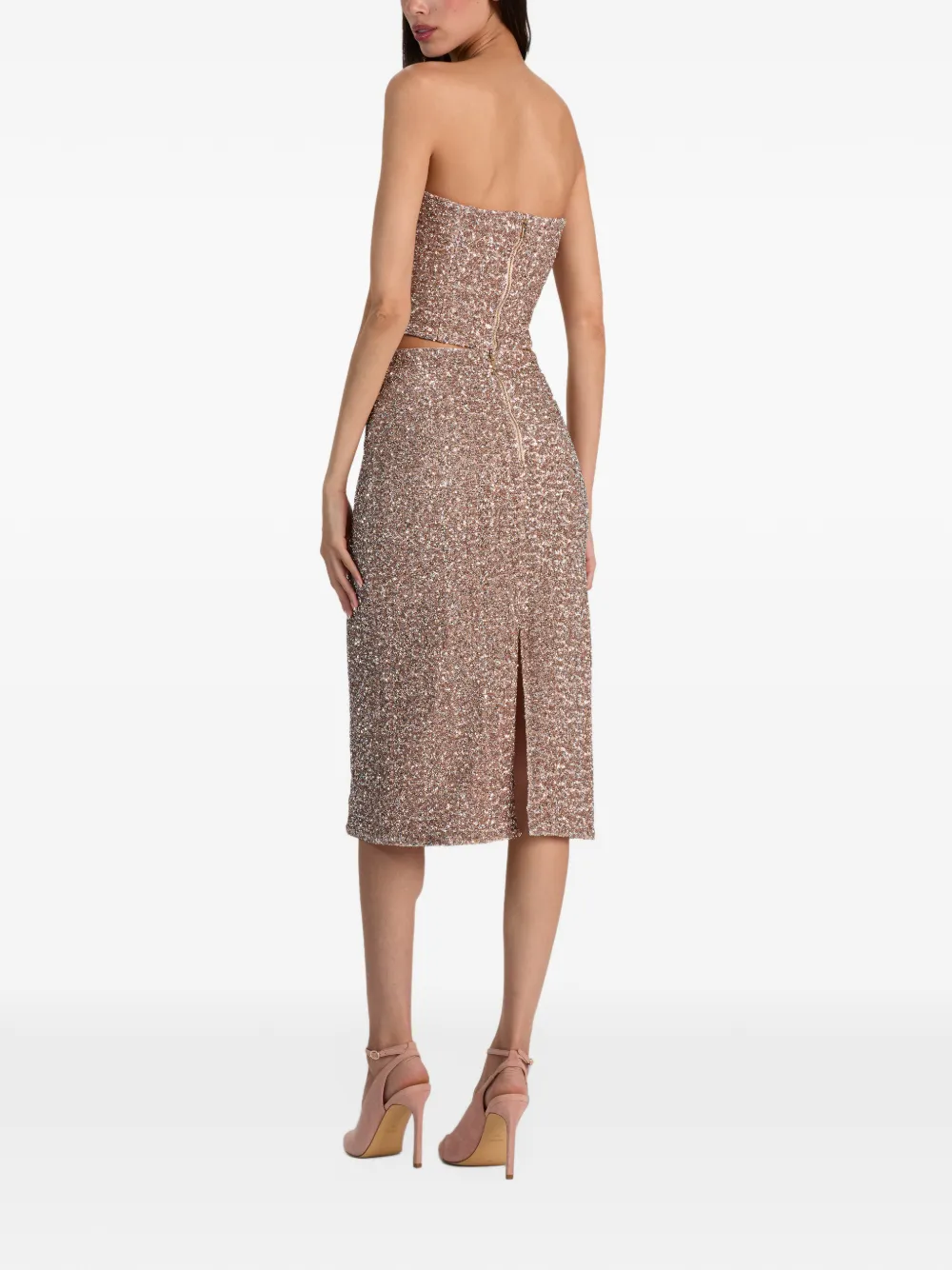 alice + olivia Fifi sequin-embellished midi skirt Roze