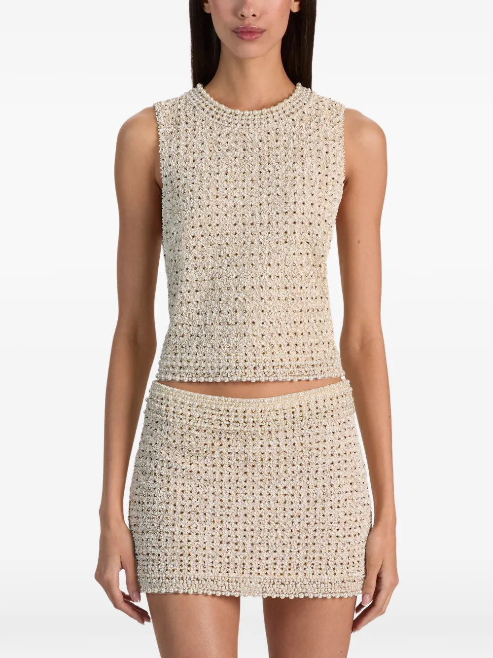alice + olivia Amal embellished tank top Beige