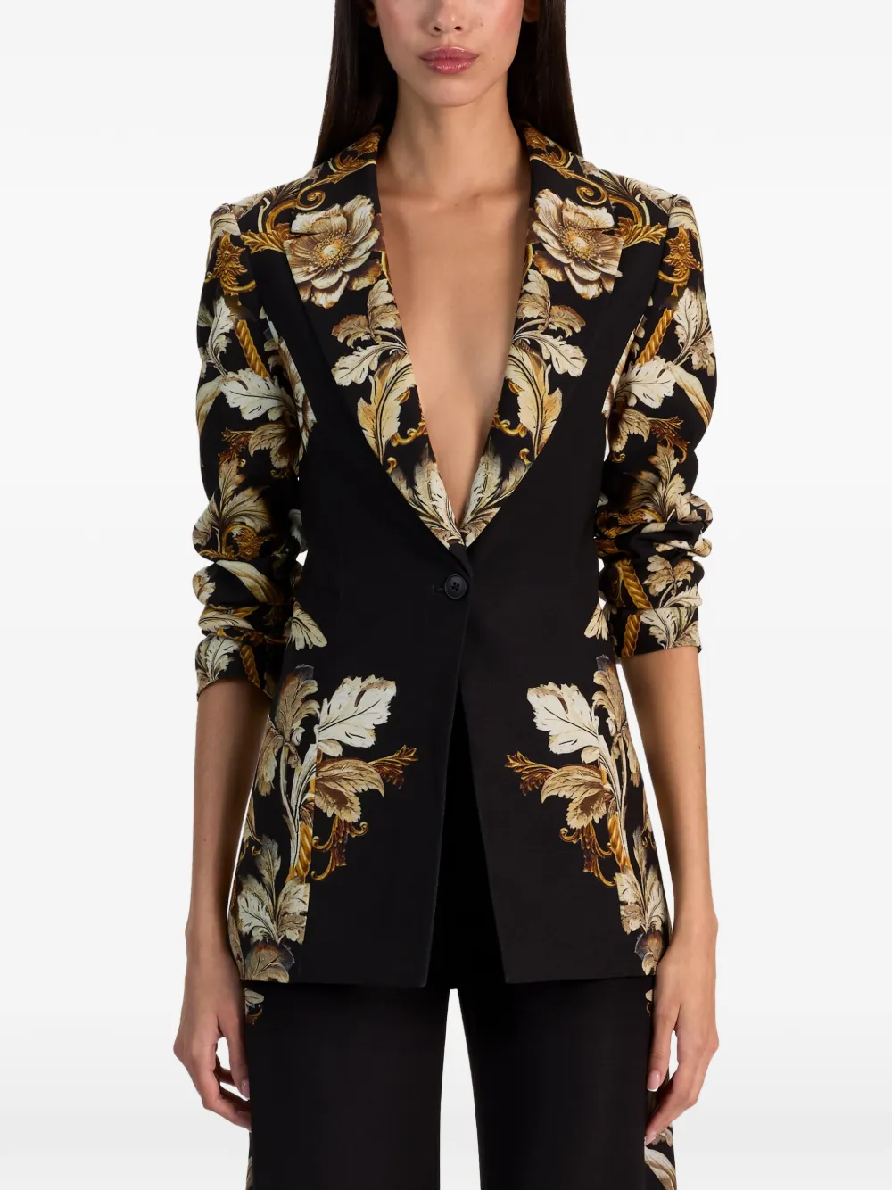 alice + olivia Shae floral-print blazer Zwart