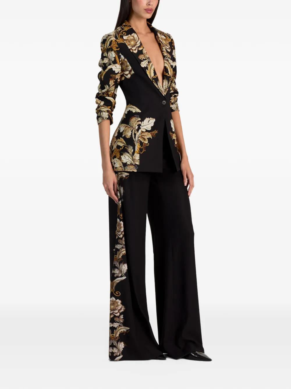 alice + olivia Shae floral-print blazer Zwart