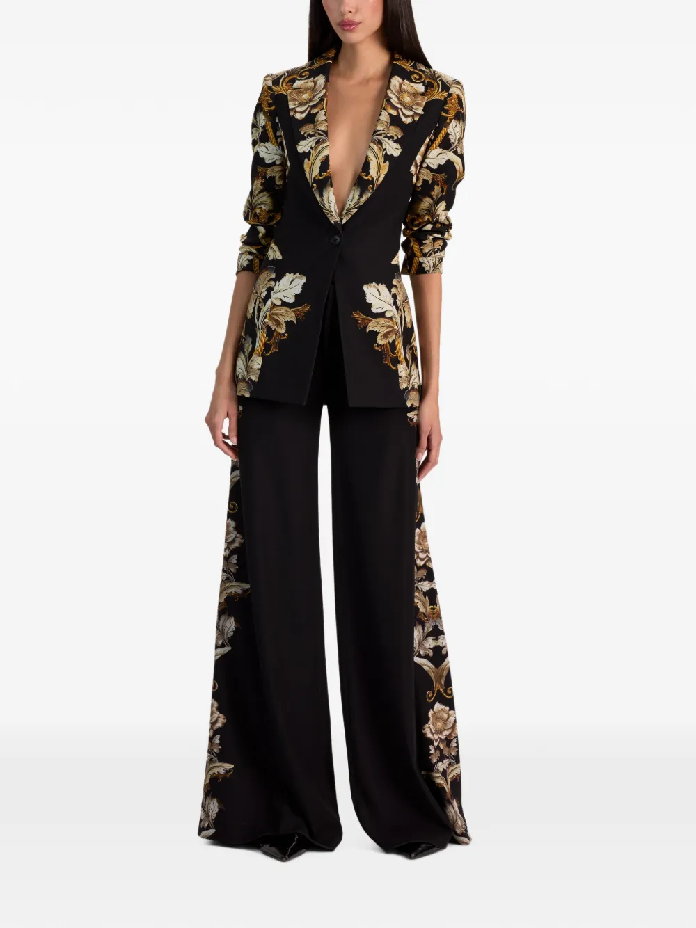 alice + olivia Shae floral-print blazer Zwart