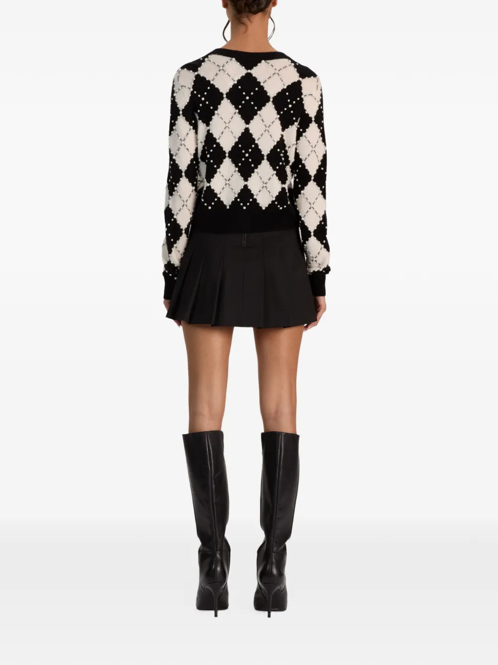 alice + olivia Carolee embellished argyle cardigan Zwart