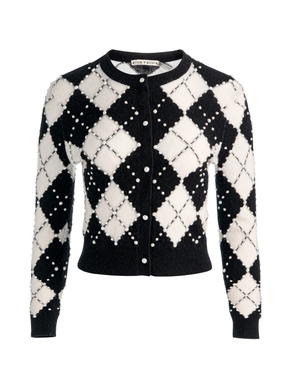 alice + olivia Carolee embellished argyle cardigan - Schwarz