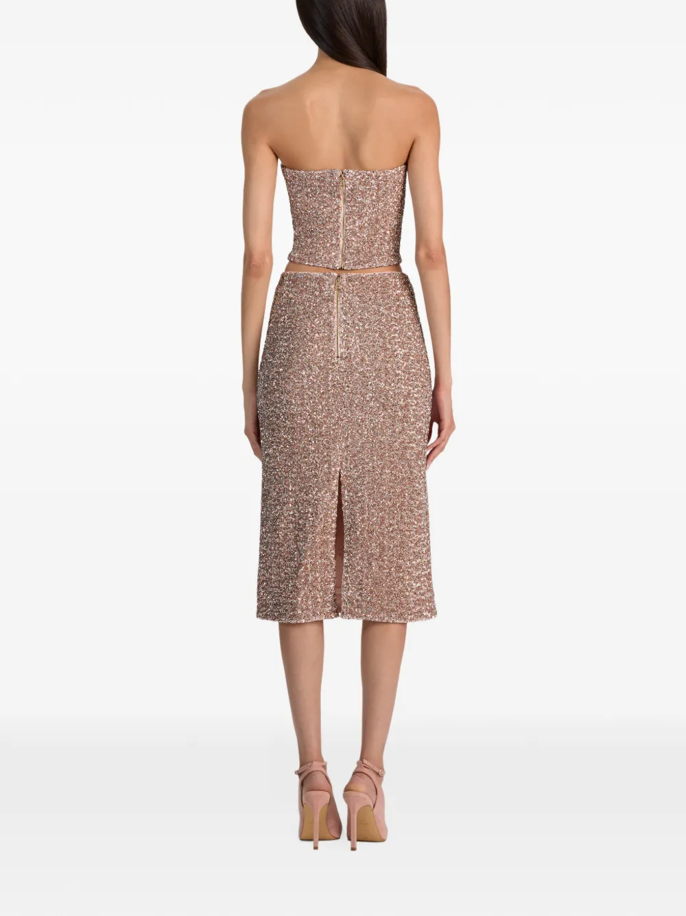 alice + olivia Cosette sequin-embellished strapless bustier Roze