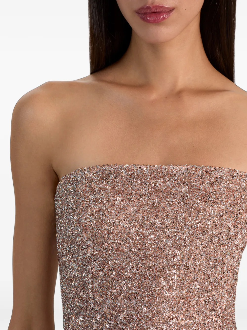 alice + olivia Cosette sequin-embellished strapless bustier Roze