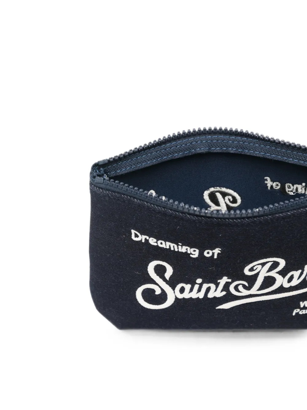 MC2 Saint Barth Aline denim clutch met geborduurd logo Blauw