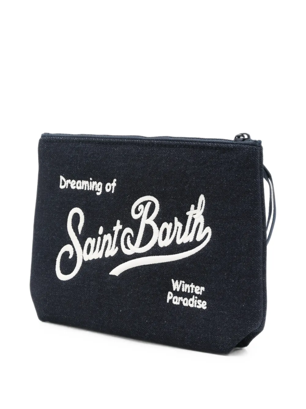 MC2 Saint Barth Aline denim clutch met geborduurd logo Blauw
