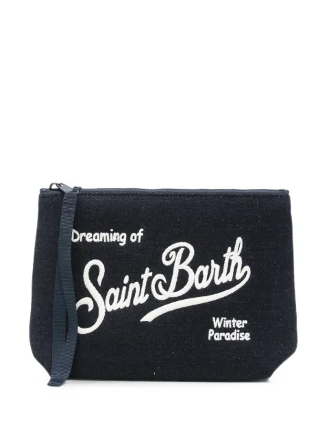 MC2 Saint Barth Aline logo-embroidered denim clutch bag