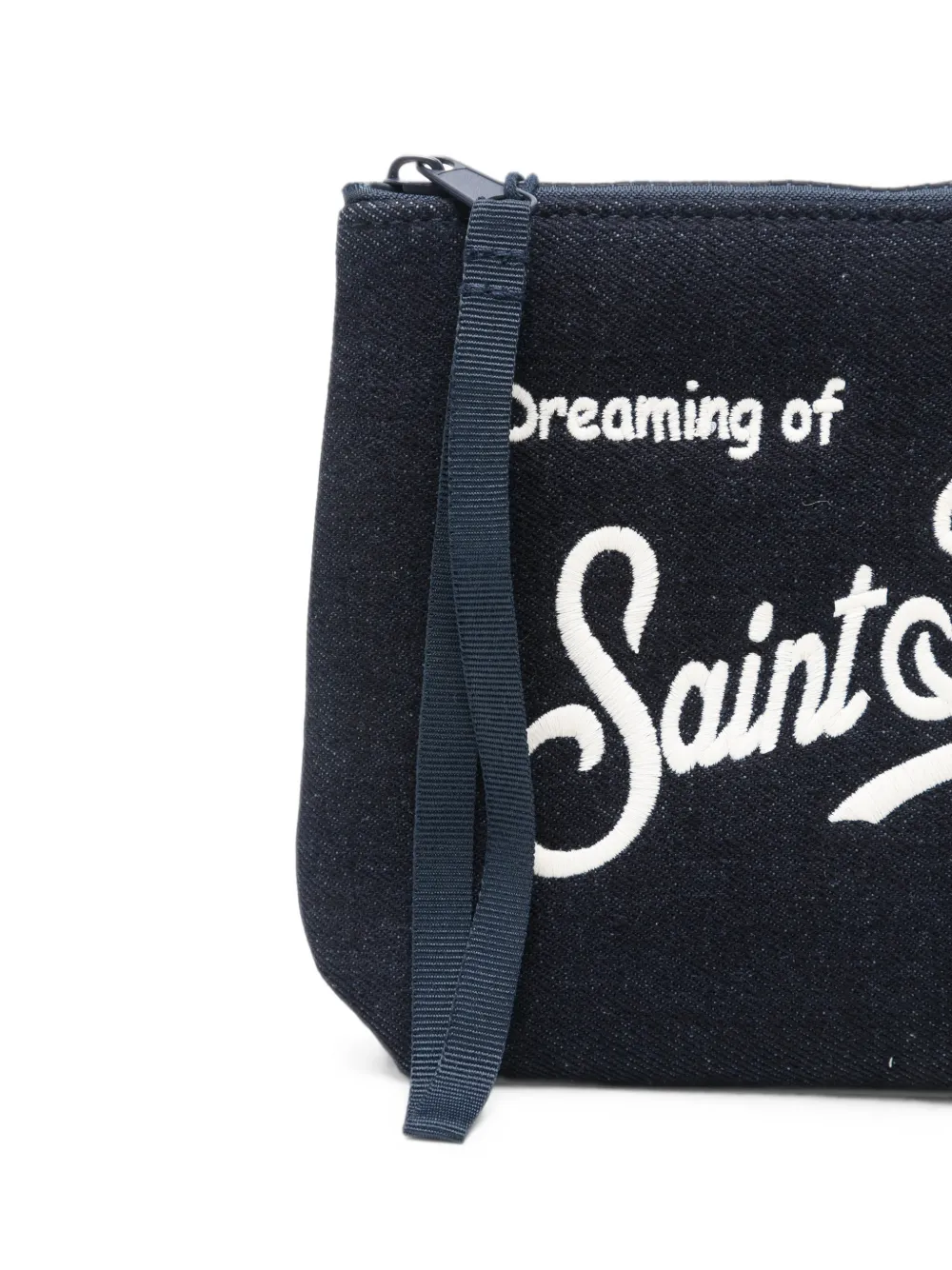 MC2 Saint Barth Aline denim clutch met geborduurd logo Blauw