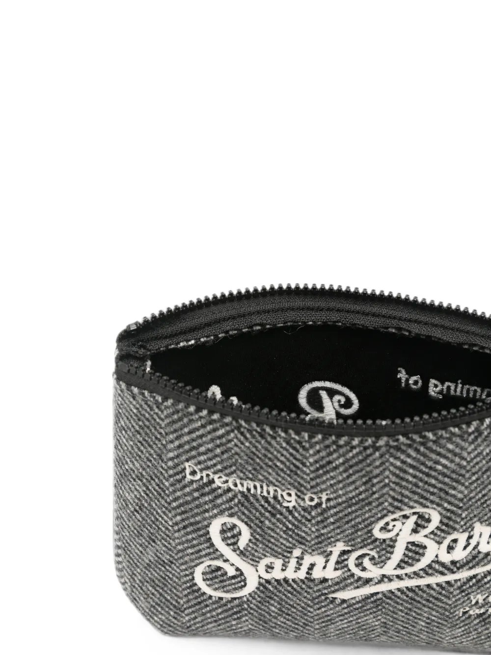 MC2 Saint Barth Aline clutch met borduurwerk en visgraat-patroon Grijs