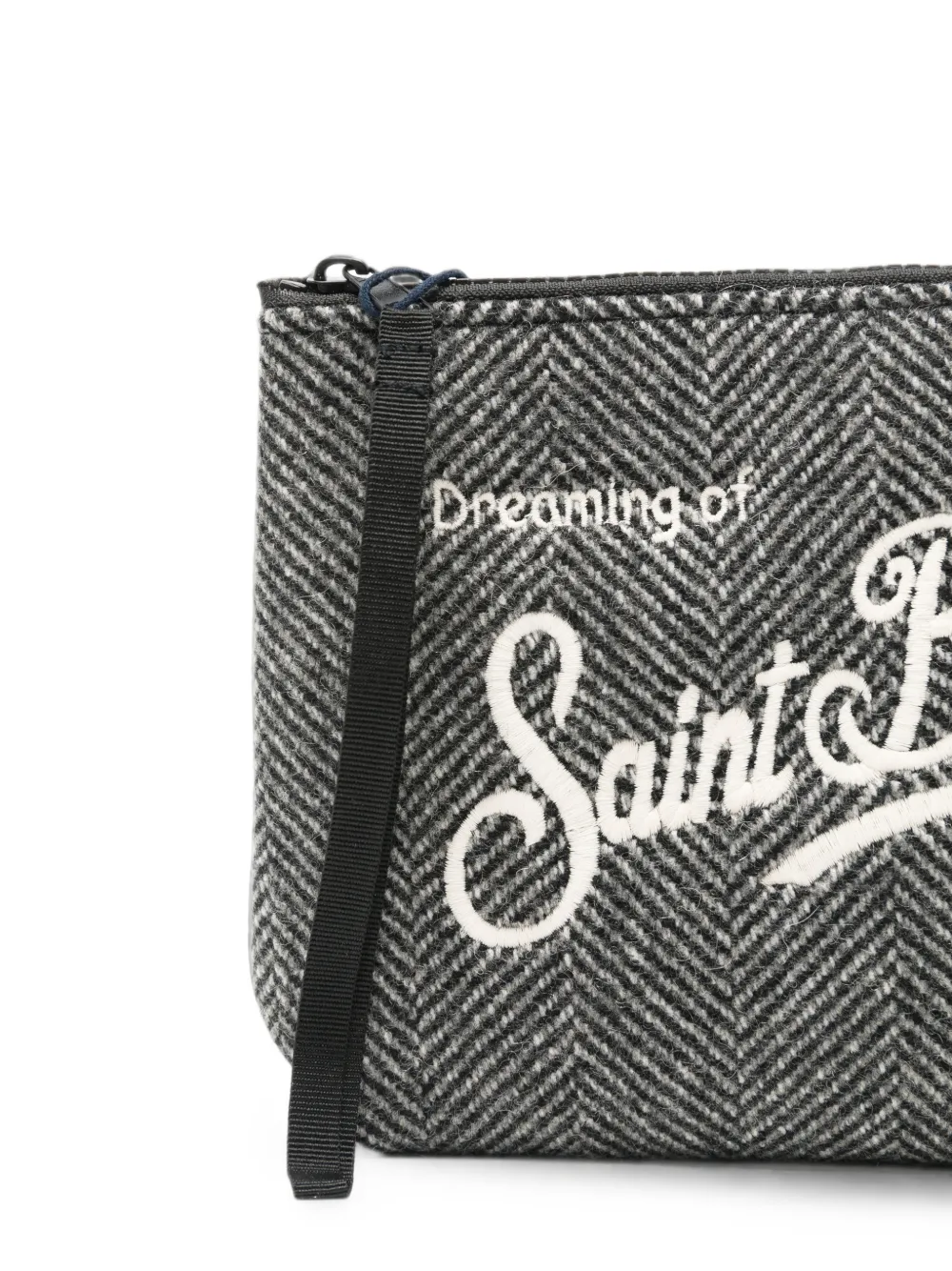 MC2 Saint Barth Aline clutch met borduurwerk en visgraat-patroon Grijs