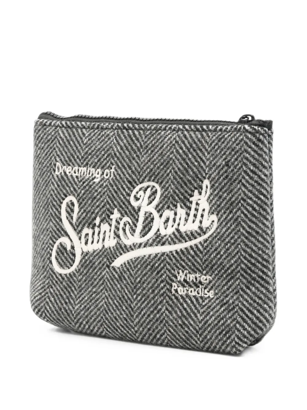 MC2 Saint Barth Aline clutch met borduurwerk en visgraat-patroon Grijs